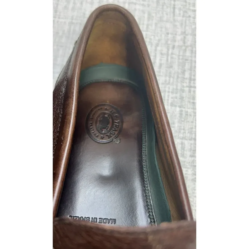 H S Trask 9.5 M Leather Handsewn Men Shoes Brow Penny Loafer Preppy Brazil